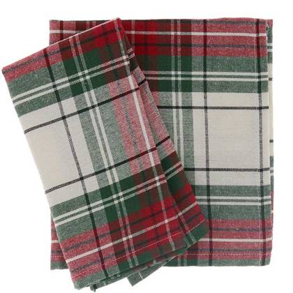 Unique Living - Servet Xmas Tartan - 40x40cm - White Wit