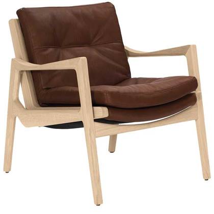 ClassiCon Euvira fauteuil naturel onderstel, bruin leer