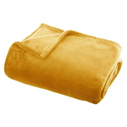 Atmosphera Plaid deken - oker - polyester - 130 x 180 cm Geel