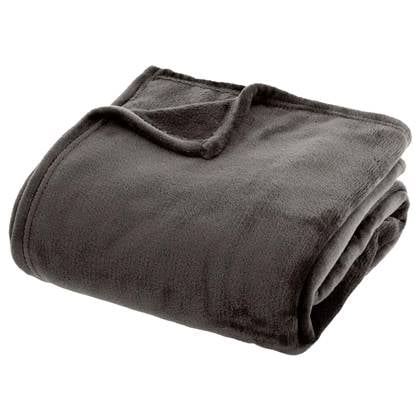 Atmosphera Plaid - donker - polyester - 180 x 230 cm Grijs