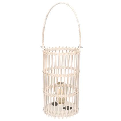Anna's Collection Lantaarn - wit - solar - bamboe - 32 cm