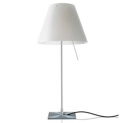 Luceplan Costanza tafellamp vast met uitschakelaar aluminium|wit