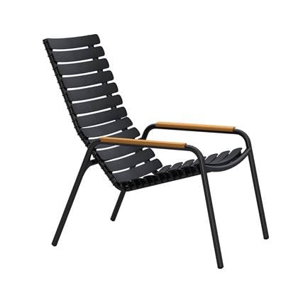ReCLIPS Lounge Chair - zwart - met bamboe armleuningen