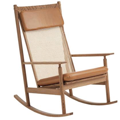 Warm Nordic Swing Rocking Chair teak, Camel Silk 0250