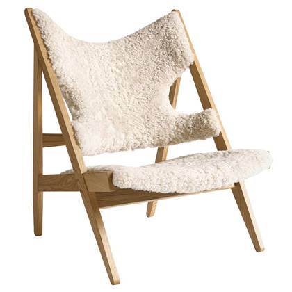 Audo Copenhagen Knitting fauteuil naturel eiken Sheepskin Nature