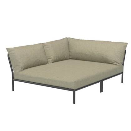 Houe Level2 Cozy Corner loungebank links frame donkergrijs stof moss