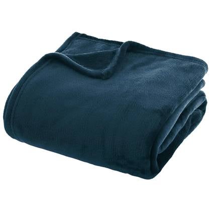 Atmosphera Plaid - donker - polyester - 180 x 230 cm Blauw