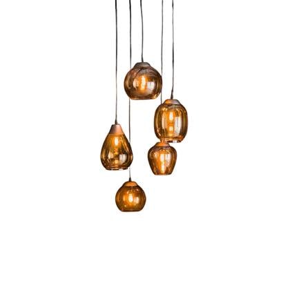 Elouise hanglamp 5L getrapt mix amber glas