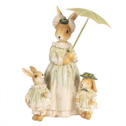 Clayre & Eef Beeld Konijn 21 cm Bruin Groen Polyresin