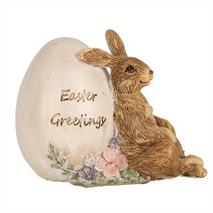 Clayre & Eef Beeld Konijn 12x7x9 cm Bruin Polyresin Easter Greetings