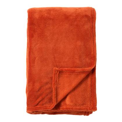 OWEN - Plaid 130x160 cm - coral fleece deken - heerlijk zacht - Potters Clay - oranje