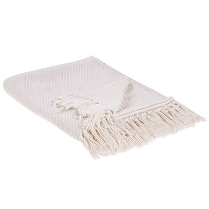 Beliani - YARSA - Plaid - Beige - 125 x 150 cm - Katoen