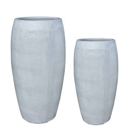 PTMD Rae White high ceramic pot round set of 2