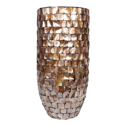 PTMD Daven Bronze polyester schelpen pot rond hoog L