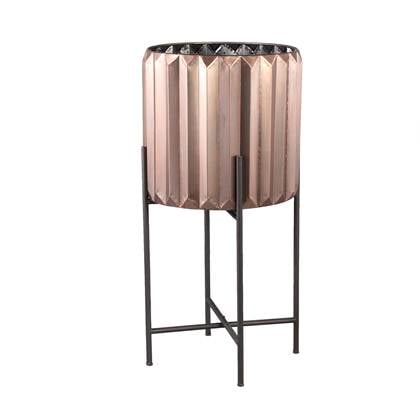 PTMD Eleyza Copper round iron pot on metal base L Koper