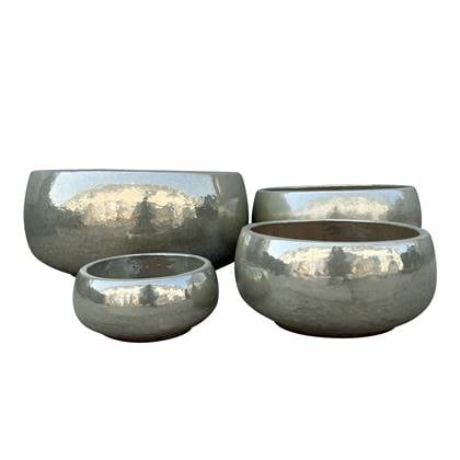 PTMD Nayaa Pearl ceramic pot round low SV4