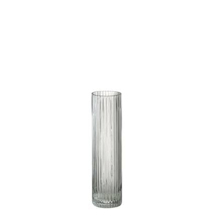 J-Line Vaas Cylinder Lijnen Glas Transparant Medium - Bloemenvaas 30 cm hoog
