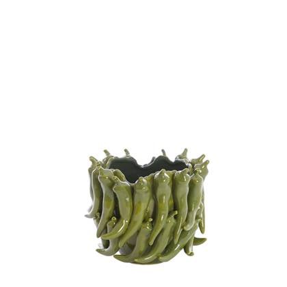 Light&living Vaas deco 25,5x24,5x20,5 cm PEPPER keramiek donker Groen