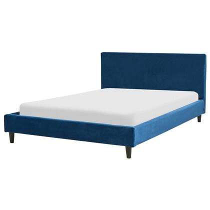 Beliani - FITOU - Tweepersoonsbed - Blauw - 140 x 200 cm - Fluweel