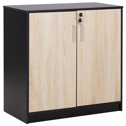 Beliani - ZEHNA - Sideboard 2 deuren - Lichthout|Zwart - Vezelplaat Bruin