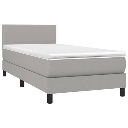 vidaXL Boxspring met matras stof lichtgrijs 90x190 cm