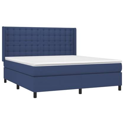 vidaXL Boxspring met matras en LED stof blauw 160x200 cm