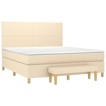 vidaXL Boxspring met matras stof crèmekleurig 180x200 cm