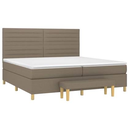 vidaXL Boxspring met matras stof taupe 200x200 cm