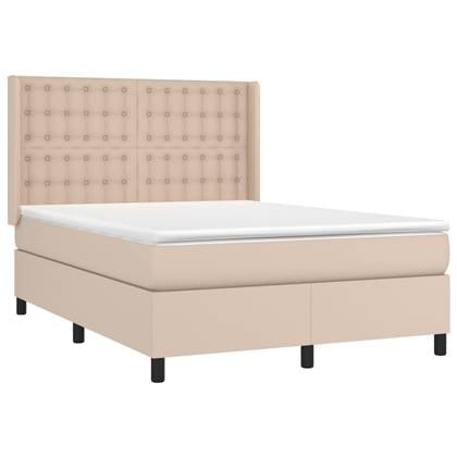 vidaXL Boxspring met matras en LED kunstleer cappuccinokleur 140x200cm