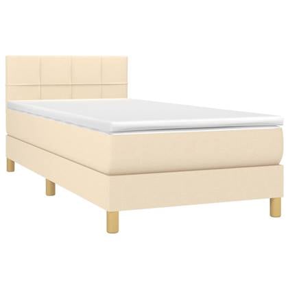 vidaXL Boxspring met matras en LED stof crèmekleurig 80x200 cm