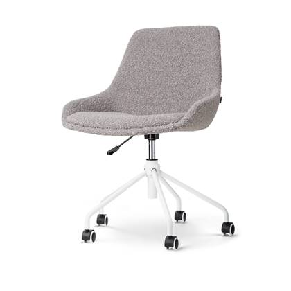 Nolon Nout-Isa bureaustoel bouclé taupe - stof - verstelbaar - wielen - zonder armleuning - wit onderstel