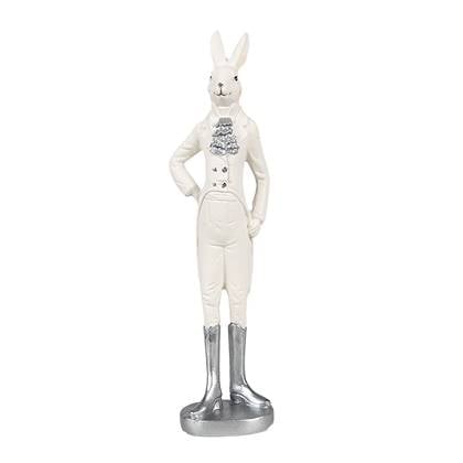Clayre & Eef Beeld Konijn 20 cm Wit Polyresin