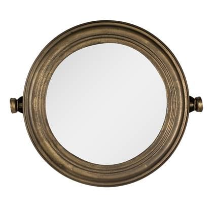 Clayre & Eef Spiegel  Ø 25 cm Goudkleurig Ijzer Glas Wandspiegel