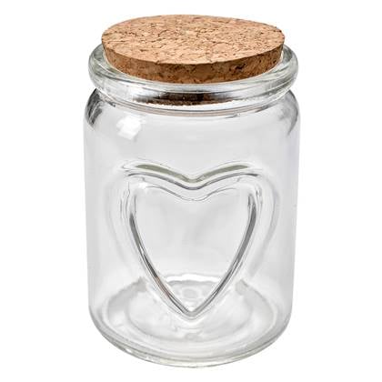 Clayre & Eef Voorraadpot Ø 7x10 cm Transparant Glas Hartjes