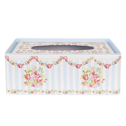 Clayre & Eef Tissue Box 23x13x10 cm Blauw Aluminium