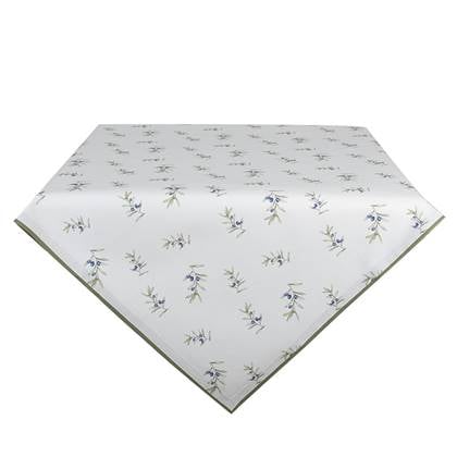 Clayre & Eef Tafelkleed 150x150 cm Wit Katoen Olijven