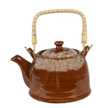 Clayre & Eef Theepot met Filter 750 ml Bruin Groen Keramiek