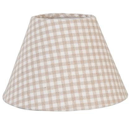 Clayre & Eef Lampenkap  Ø 23x15 cm | E27 Beige Katoen Ruit Stoffen