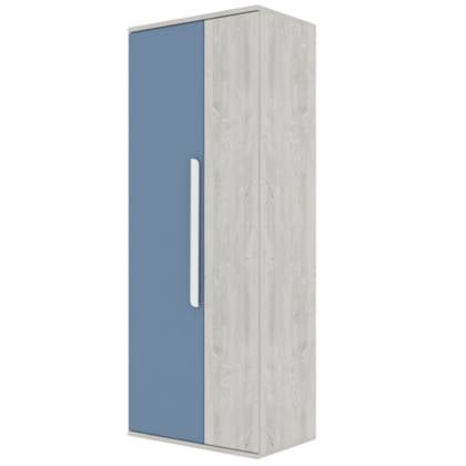 Kledingkast Bo0 met 2 legplanken, kledingroede en langwerpige deurgreep - grenen/blauw
