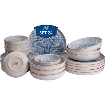 James Cooke Serviesset Azure Vintage Stoneware 6-persoons 24-delig