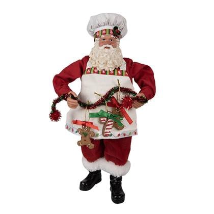 Clayre & Eef Beeld Kerstman 28 cm Rood Kunststof