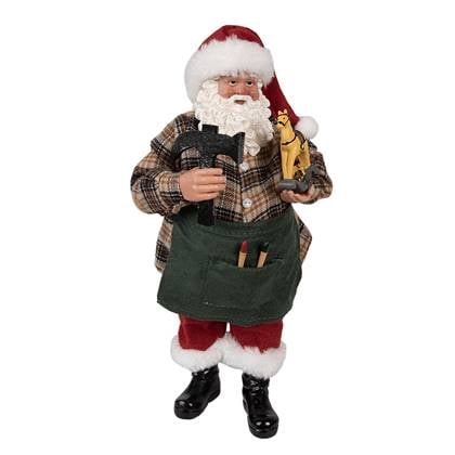 Clayre & Eef Beeld Kerstman 28 cm Groen Kunststof
