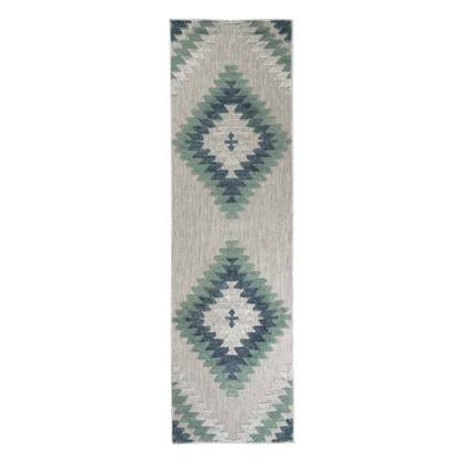 Boho&me Balkonkleed ruit aztek - Verano grijs|mint - 66x230 cm