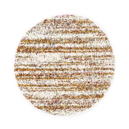 Boho&me Rond hoogpolig vloerkleed strepen Artisan - wit|multi - 80 cm Multicolor