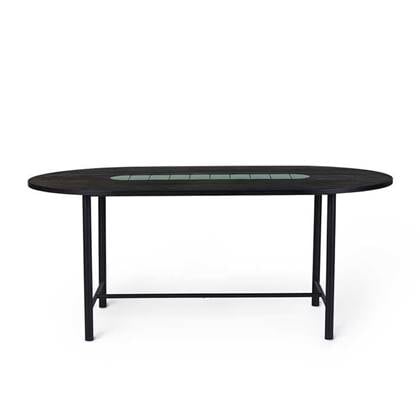 Warm Nordic Be My Guest tafel 180 zwart eiken met groen detail