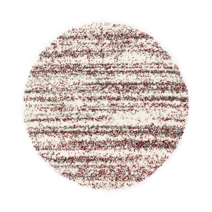 Boho&me Rond hoogpolig vloerkleed strepen Artisan - grijs|rood - 120 Grijs, Rood