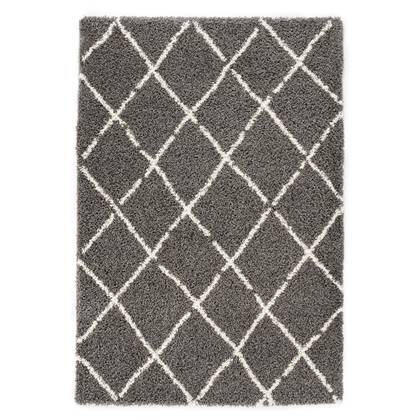 Boho&me Hoogpolig vloerkleed ruiten Habitat - grijs|wit - 140x200 cm Grijs, Wit