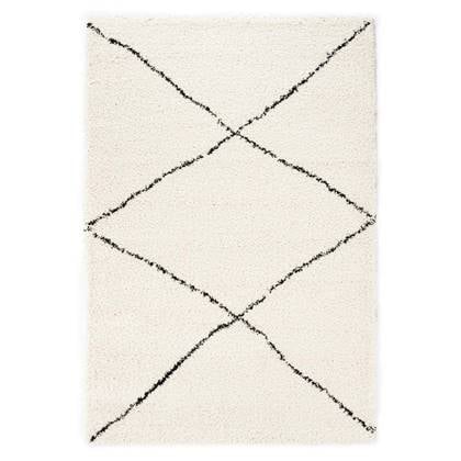 Boho&me Hoogpolig vloerkleed ruit Artisan - wit|zwart - 120x170 cm Wit, Zwart