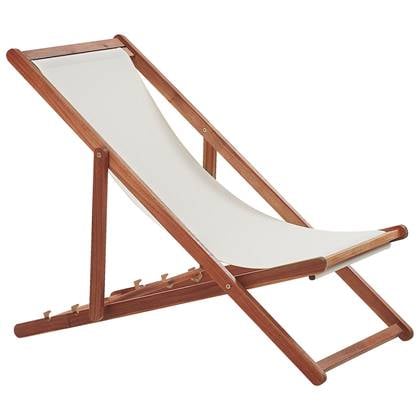 Beliani - ANZIO - Strandstoel - Donkere houtkleur - Polyester Bruin