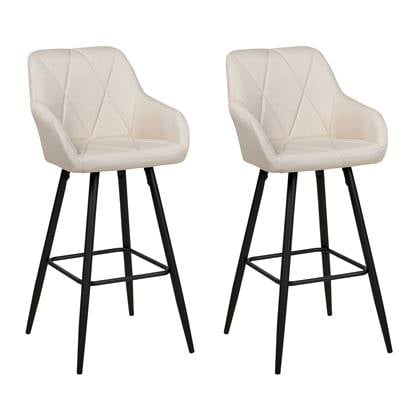 Beliani - DARIEN - Barkruk set van 2 - Lichtbeige - Polyester
